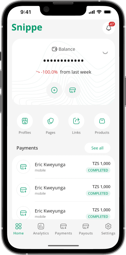 Snippe mobile app